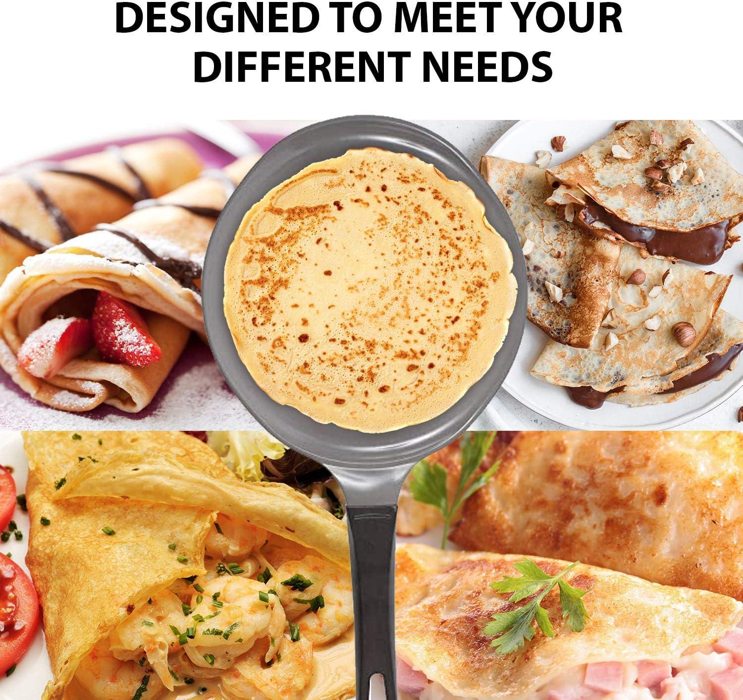 Crepe pan, Zhongpeng, Ceramic, Nonstick pan, 10 inch, Bakelite Handle, Tawa pan, Griddle, Pancake Maker, Skillet, Omelette, Tortilla, Roti, Naan, Dosa, Lightweight, PFOA , Red