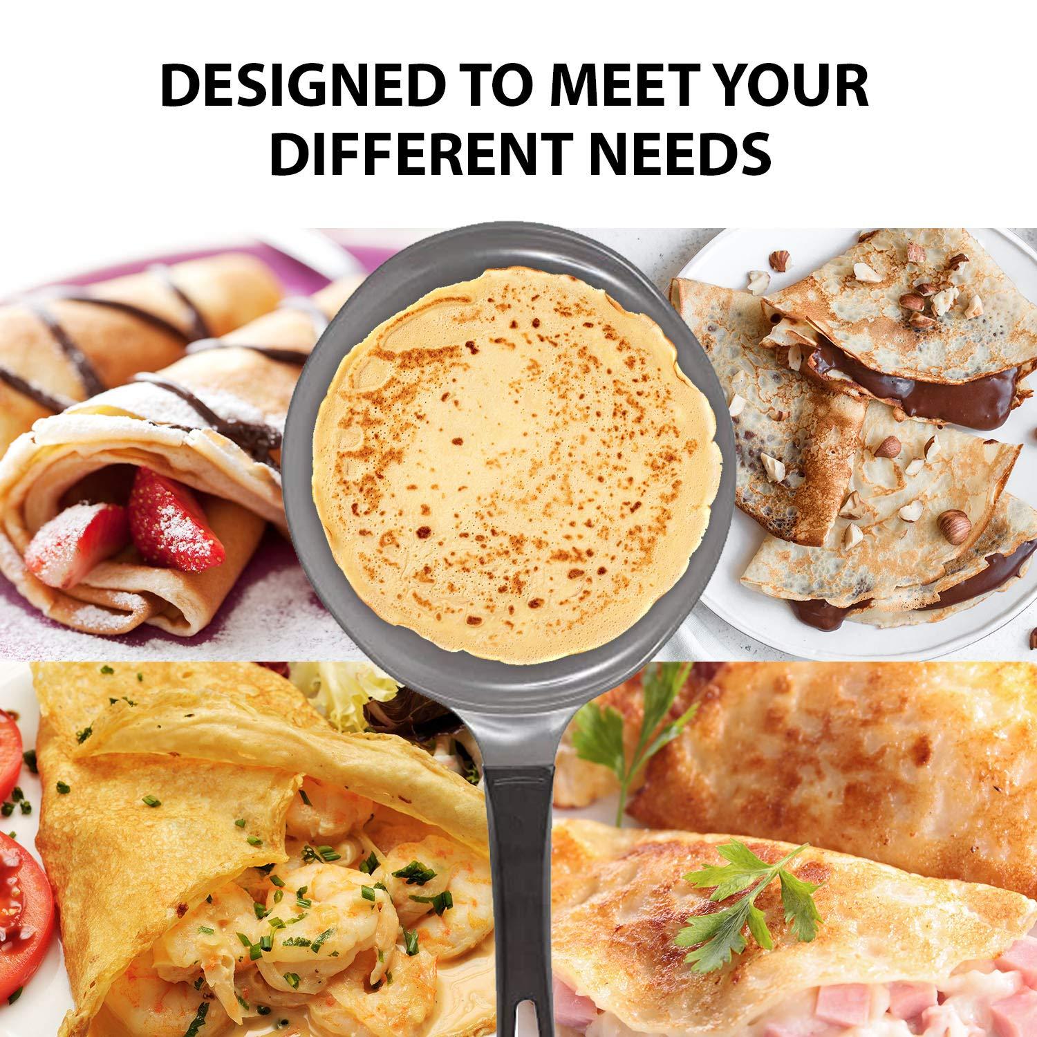 Crepe pan, Zhongpeng, Ceramic, Nonstick pan, 10 inch, Bakelite Handle, Tawa pan, Griddle, Pancake Maker, Skillet, Omelette, Tortilla, Roti, Naan, Dosa, Lightweight, PFOA , Red