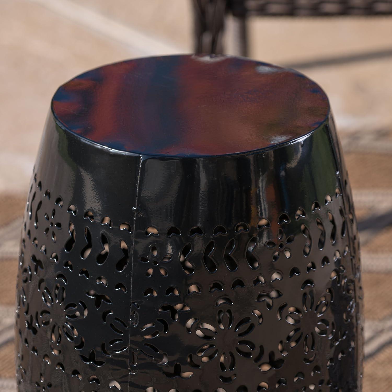 Christopher Knight Home Ruby Indoor/Outdoor Iron Lace Cut 12 Inch Side Table, Black