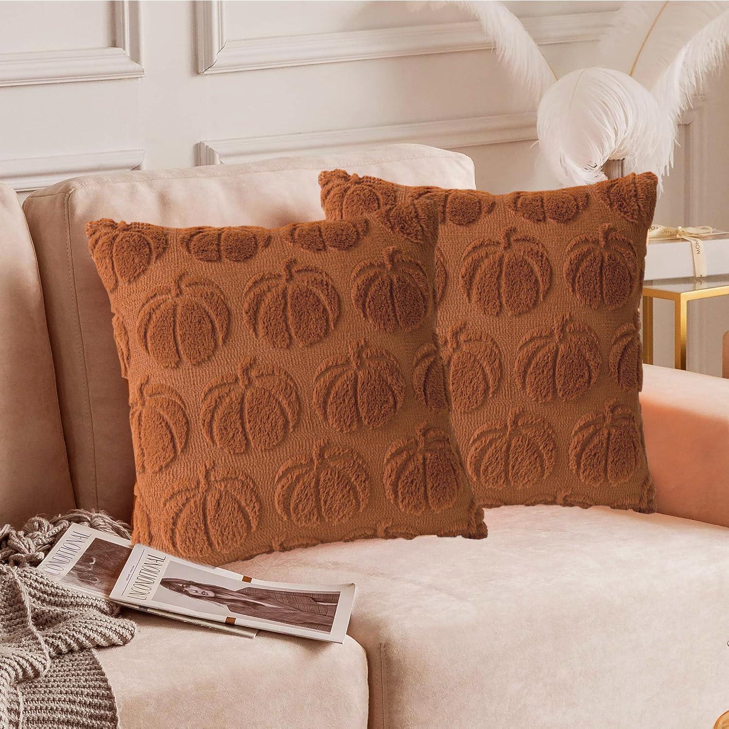 Clearance Deals!Crcmjuhgsa Pillow Case 2pc Pumpkin Fall Decorative Throw Pillow Covers 18"x18" Soft Faux Pillow Covers For Autumn Plush Pillow Cases For Farmhouse Halloween Decor