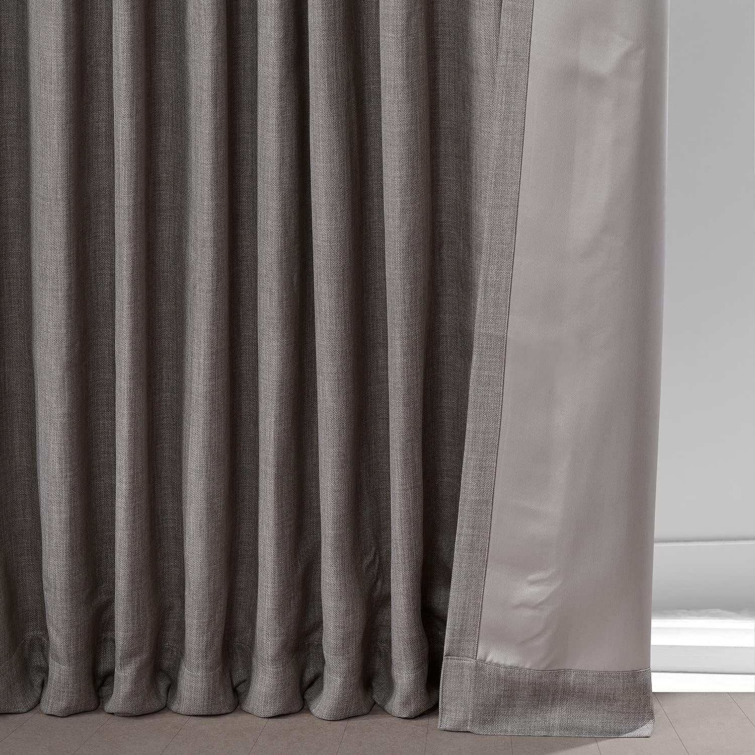HPD Half Price Drapes Mink Extra Wide Faux Linen Room Darkening Curtains for Bedroom & Living Room Curtains (1 Panel), Door & Window Curtains 84 inch length, Rod Pocket Curtains & drapes, 50W X 108L