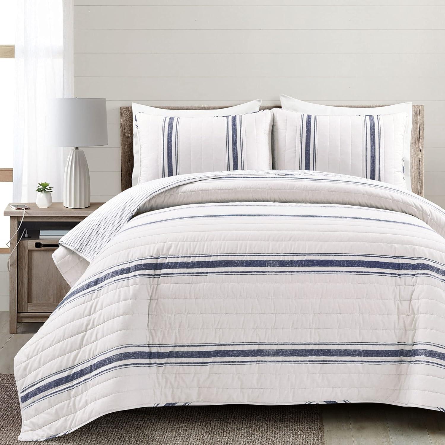 Birch Lane™ Gilroy Farmhouse / Country Cotton Striped Quilt Set