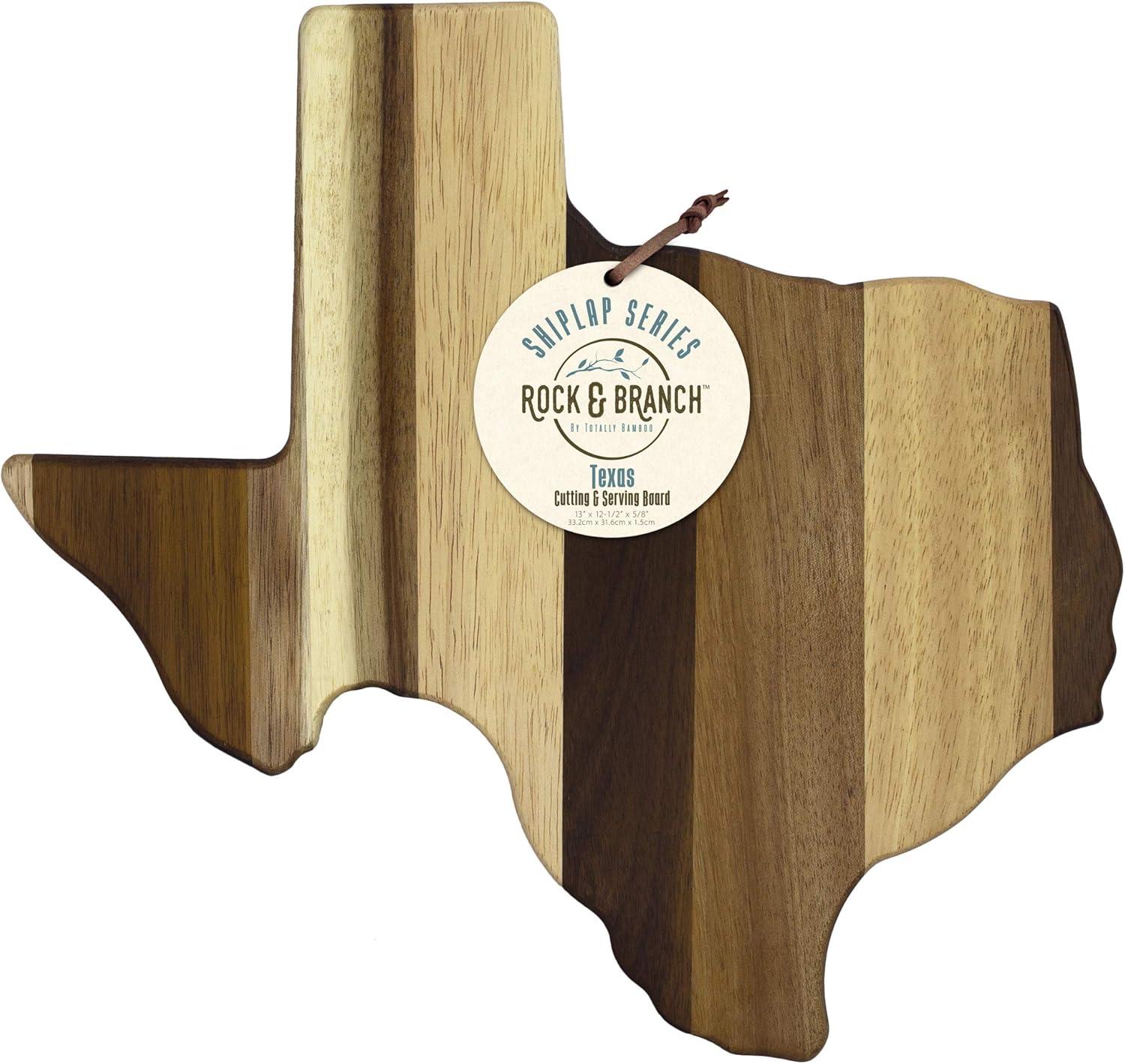 Totally Bamboo Rock & Branch Series Shiplap Texas State Shaped Wood Serving and Cutting Board | Great for Wall Art
