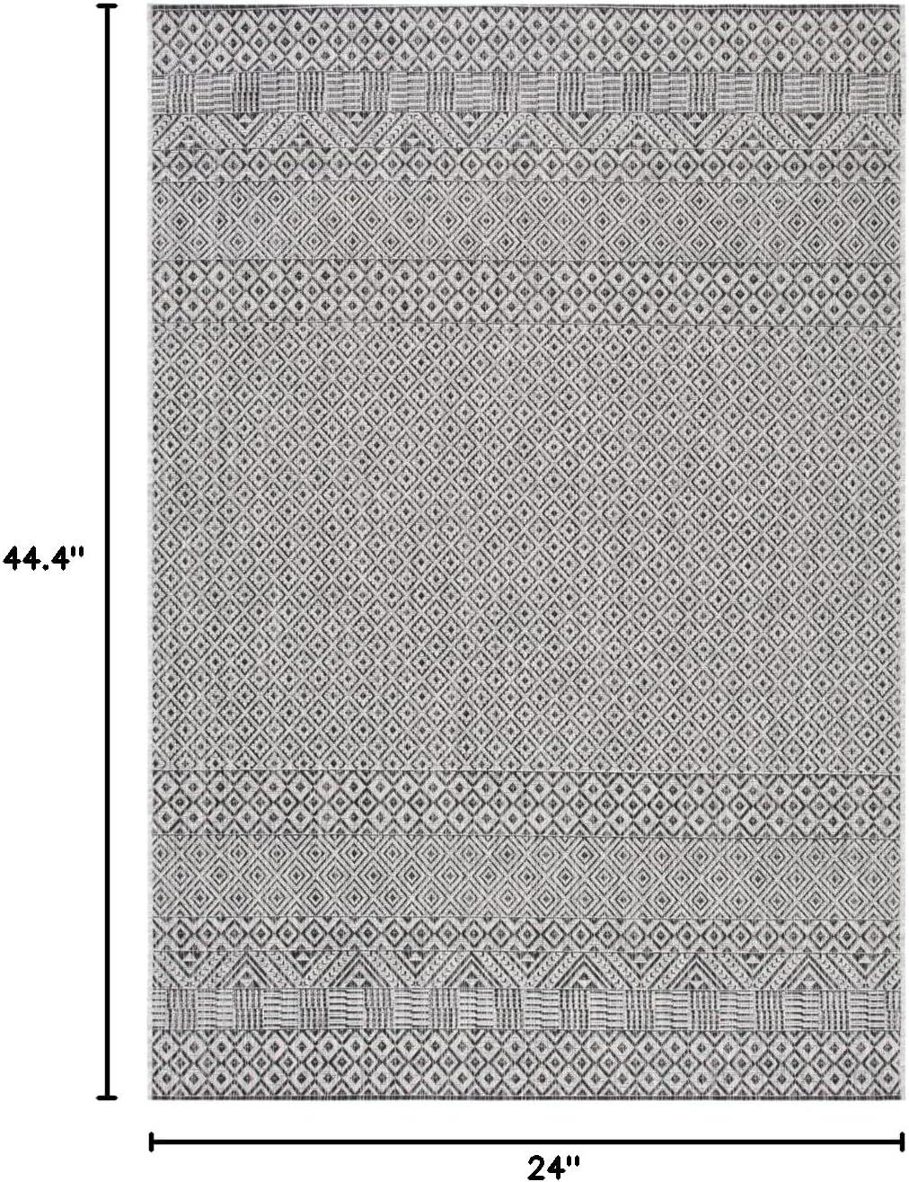 Courtyard CY8235 Power Loomed Indoor and Outdoor Accent Rug - Grey/Black - 2'x3'7" - Safavieh