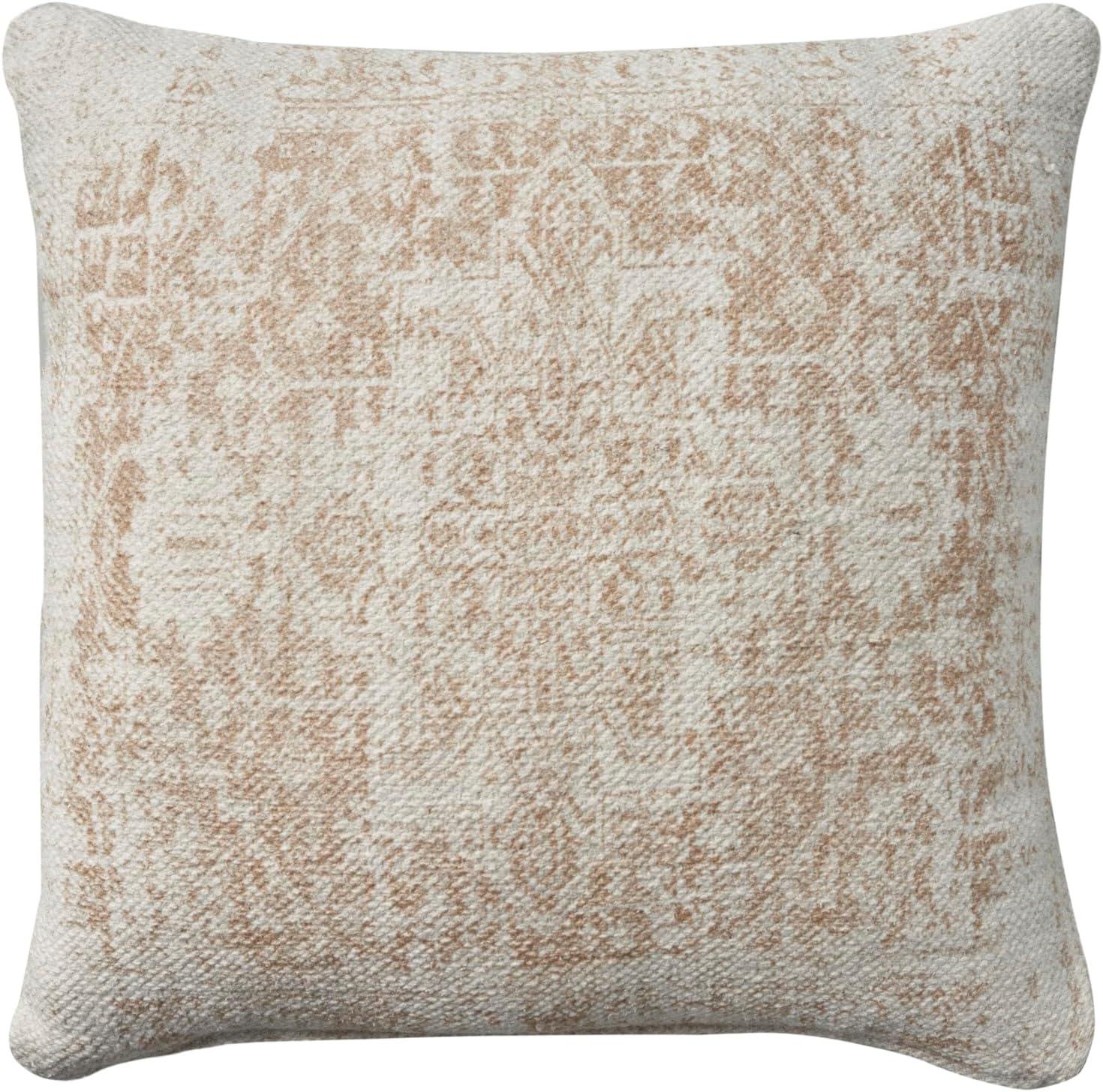 20"x20" Oversize Nicole Curtis Vintage Medallion Indoor Square Throw Pillow Ivory/Navy - Nicole Curtis: Handmade, 100% Cotton, Zipper Closure