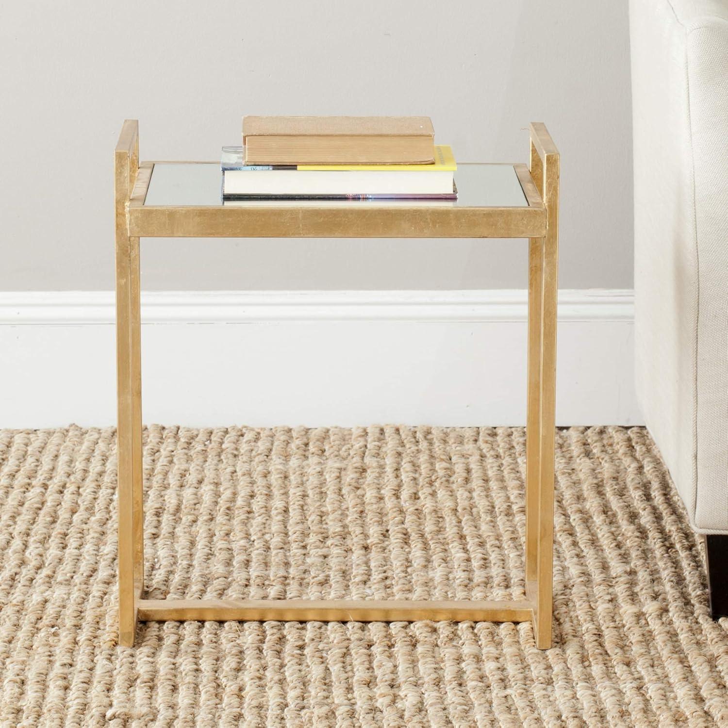 Elegant Noland Gold-Finish Iron Mirrored Accent Table