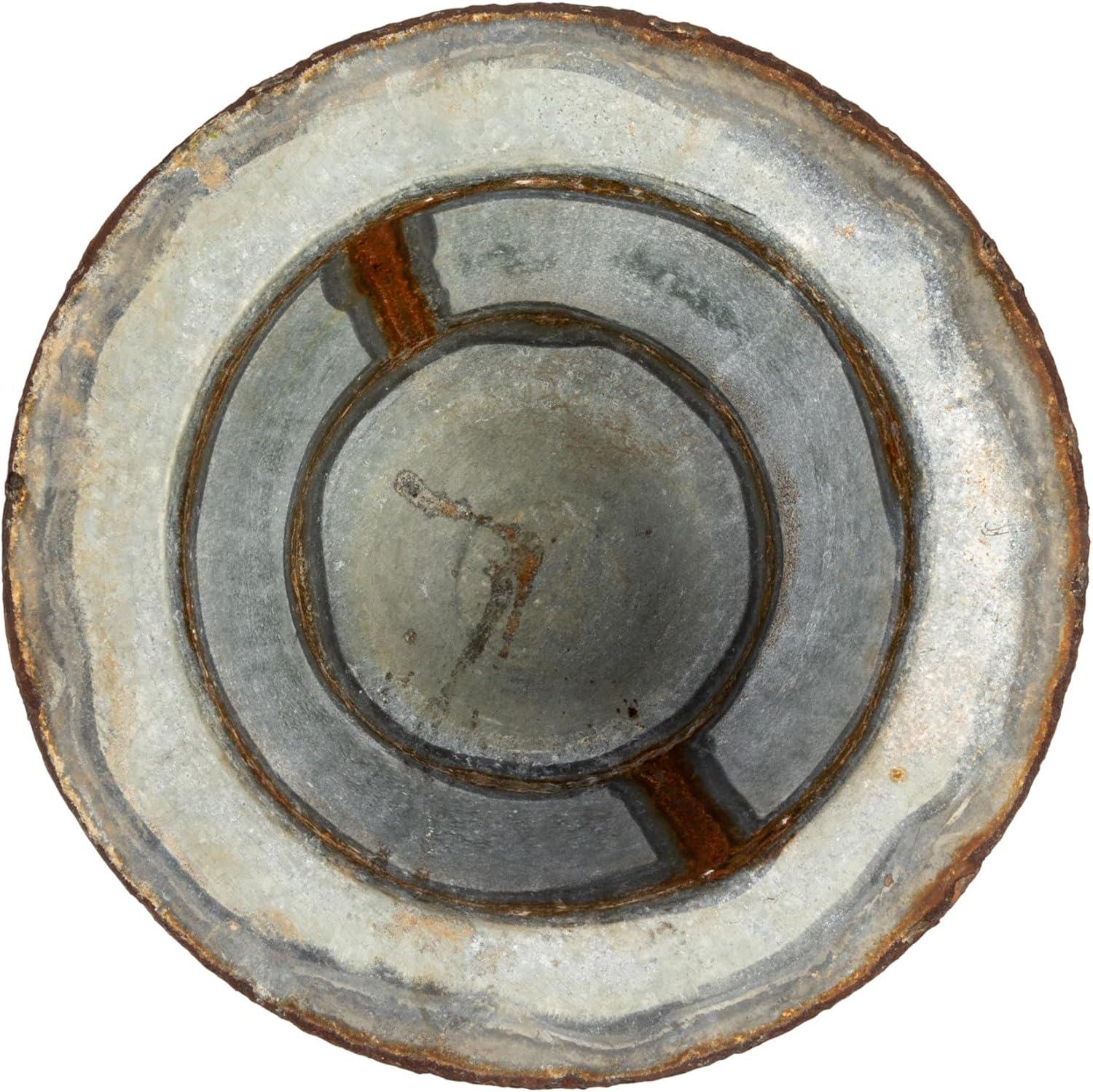 Distressed Zinc Finish Round Metal Footed Planter
