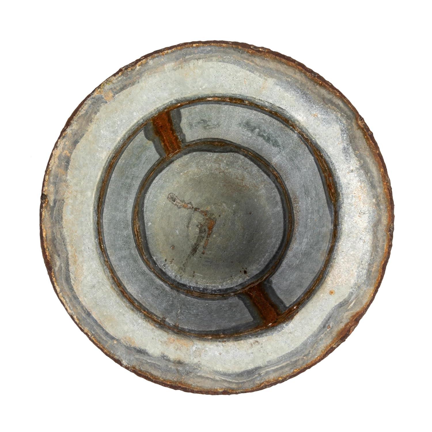 Distressed Zinc Finish Round Metal Footed Planter