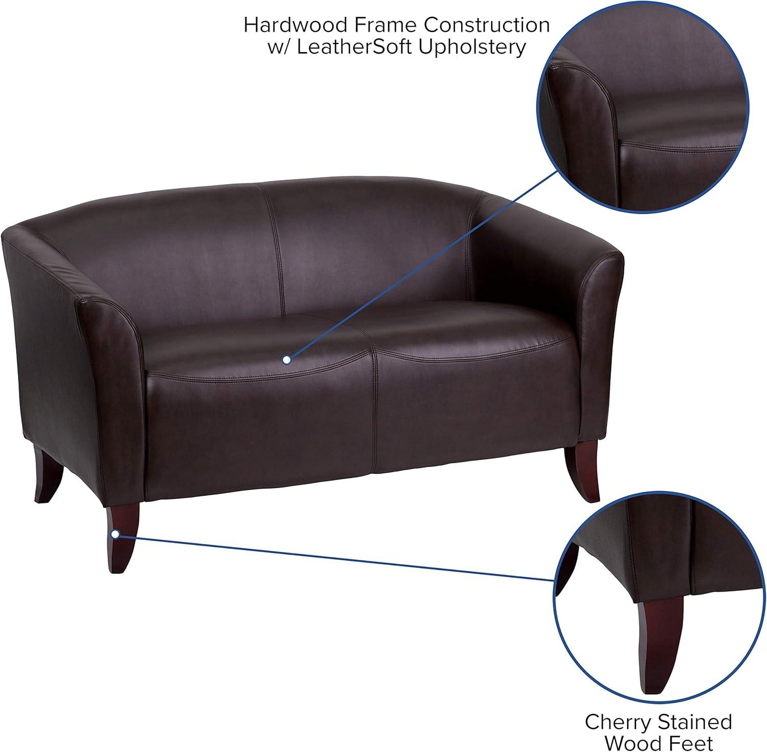 Flash Furniture HERCULES Imperial Series LeatherSoft Loveseat with Cherry Wood Feet