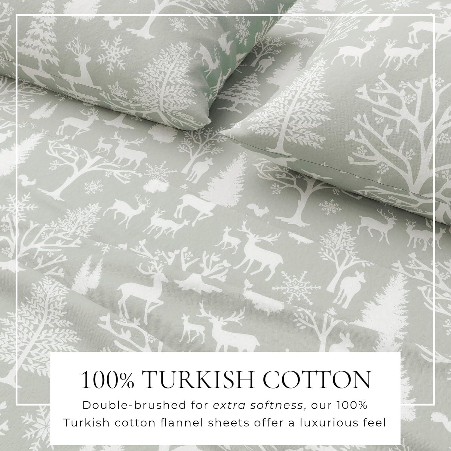 FreshFolds 100% Turkish Cotton Holiday Printed Flannel Sheet Set