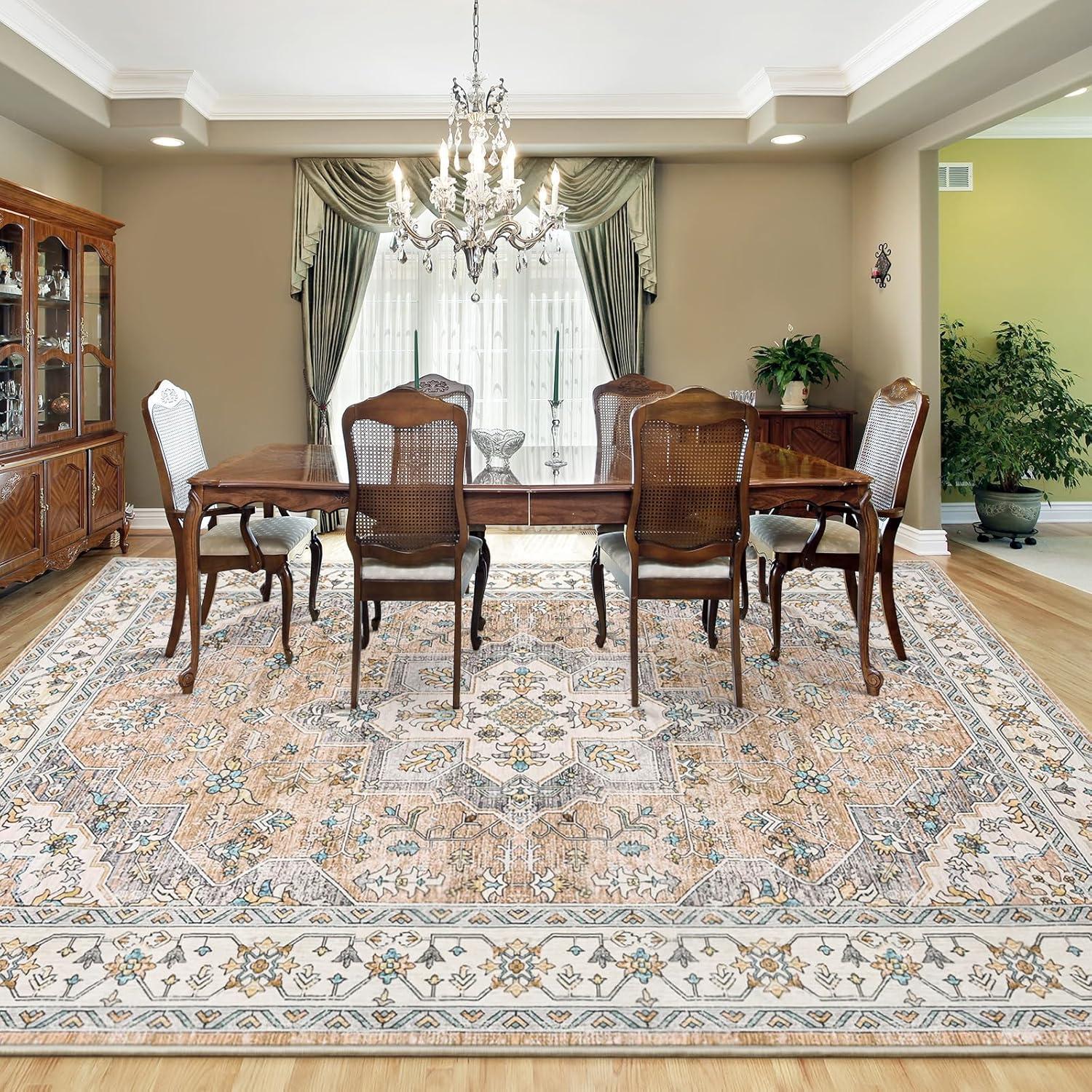 Nuloom Zara Medallion 4x6 Indoor Area Rug for Living Room Bedroom Dining Room Kitchen, Rust/Blue