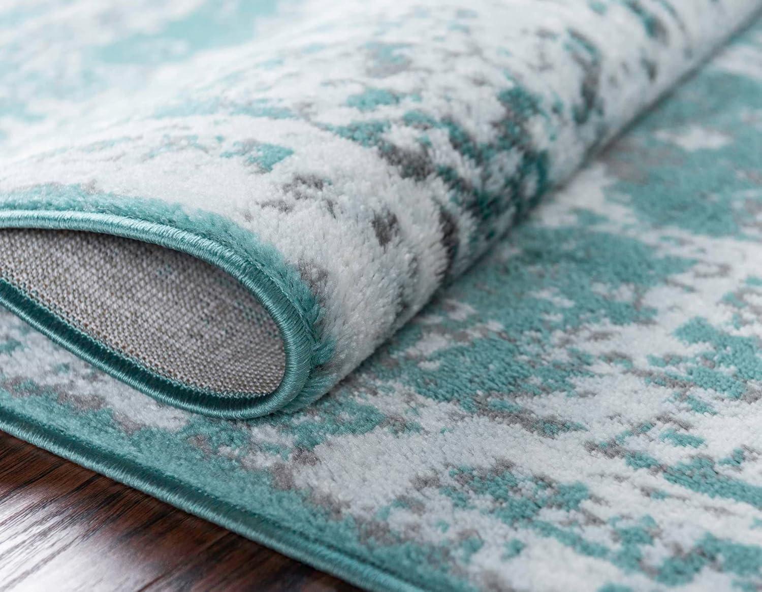 Unique Loom Sofia Collection Area Rug - Salle Garnier (6' 1" x 9' Rectangle Turquoise/Blue)