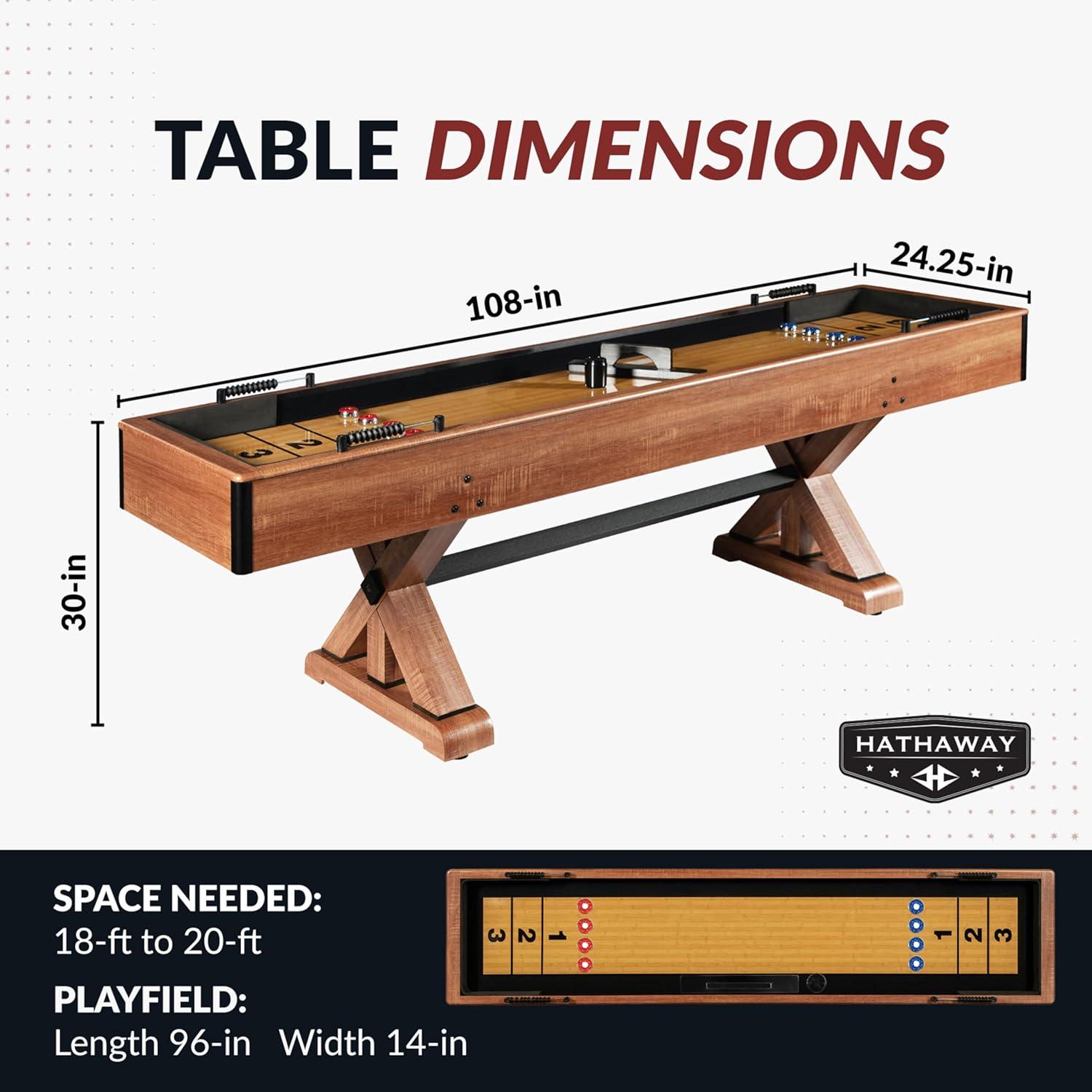 Daulton 9 Ft White Oak Shuffleboard Table with X-Pattern Legs