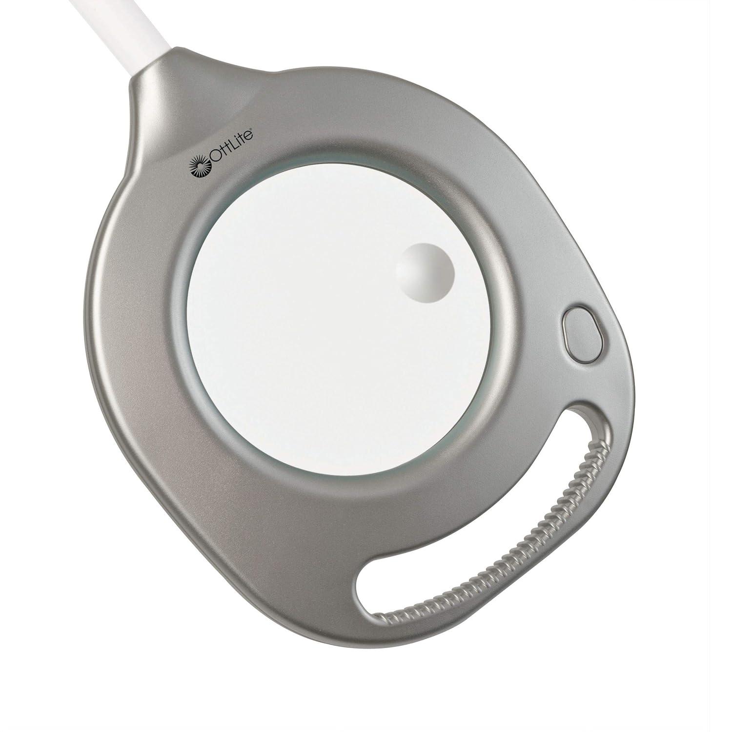 Ottlite 2-in-1 LED Magnifier Floor and Table Light, Silver