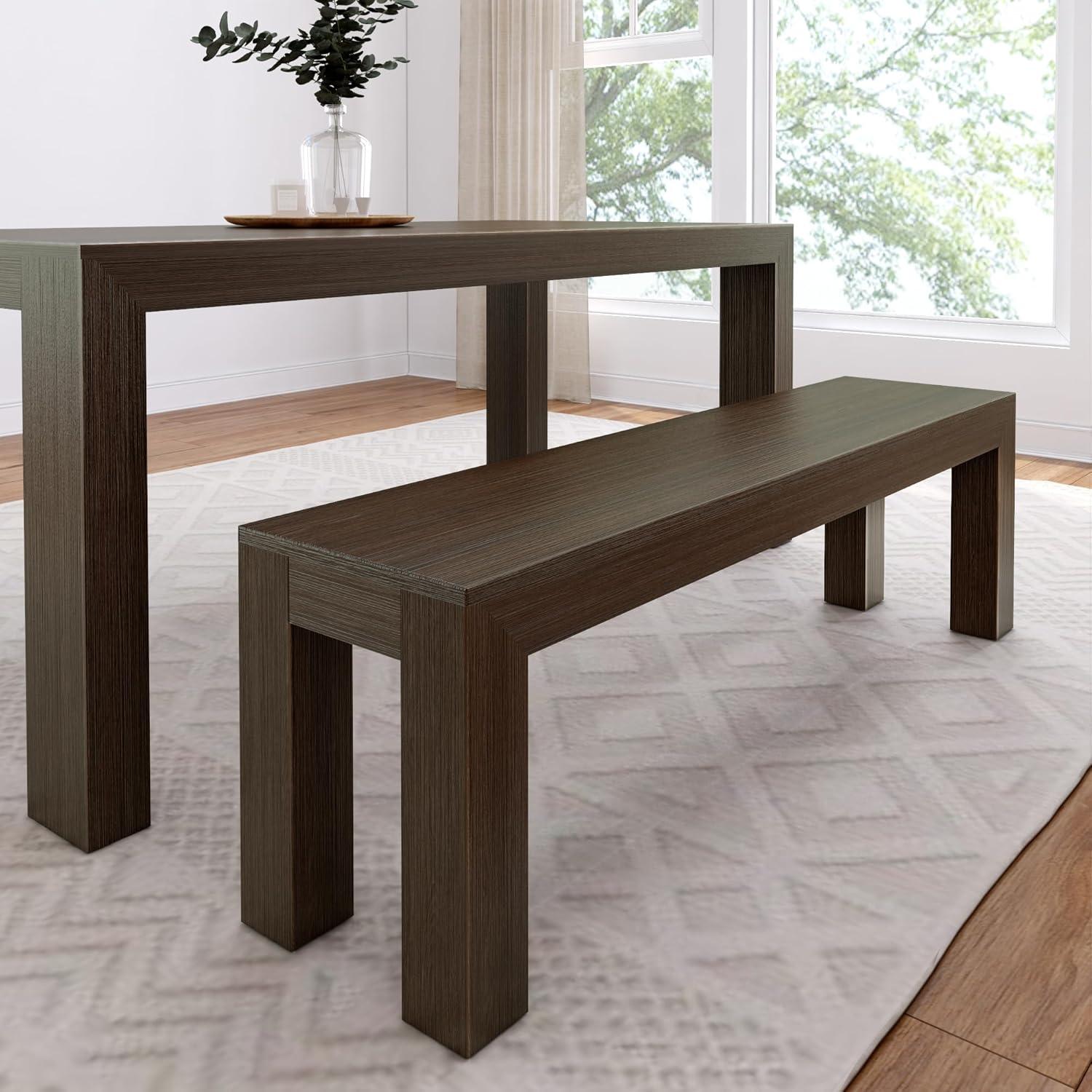 Plank+Beam 60" Modern Wood Dining Bench, Solid Wood Bench for Dining Table