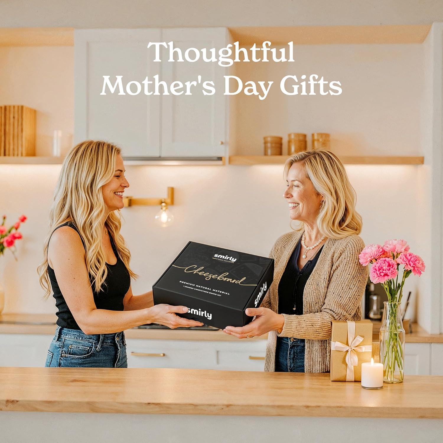 SMIRLY Charcuterie Boards Set - Large Bamboo Cheese Board Set - House Warming Gifts New Home, Wedding Gift for Couple, Bridal Shower Gift, Birthday Gifts for Women