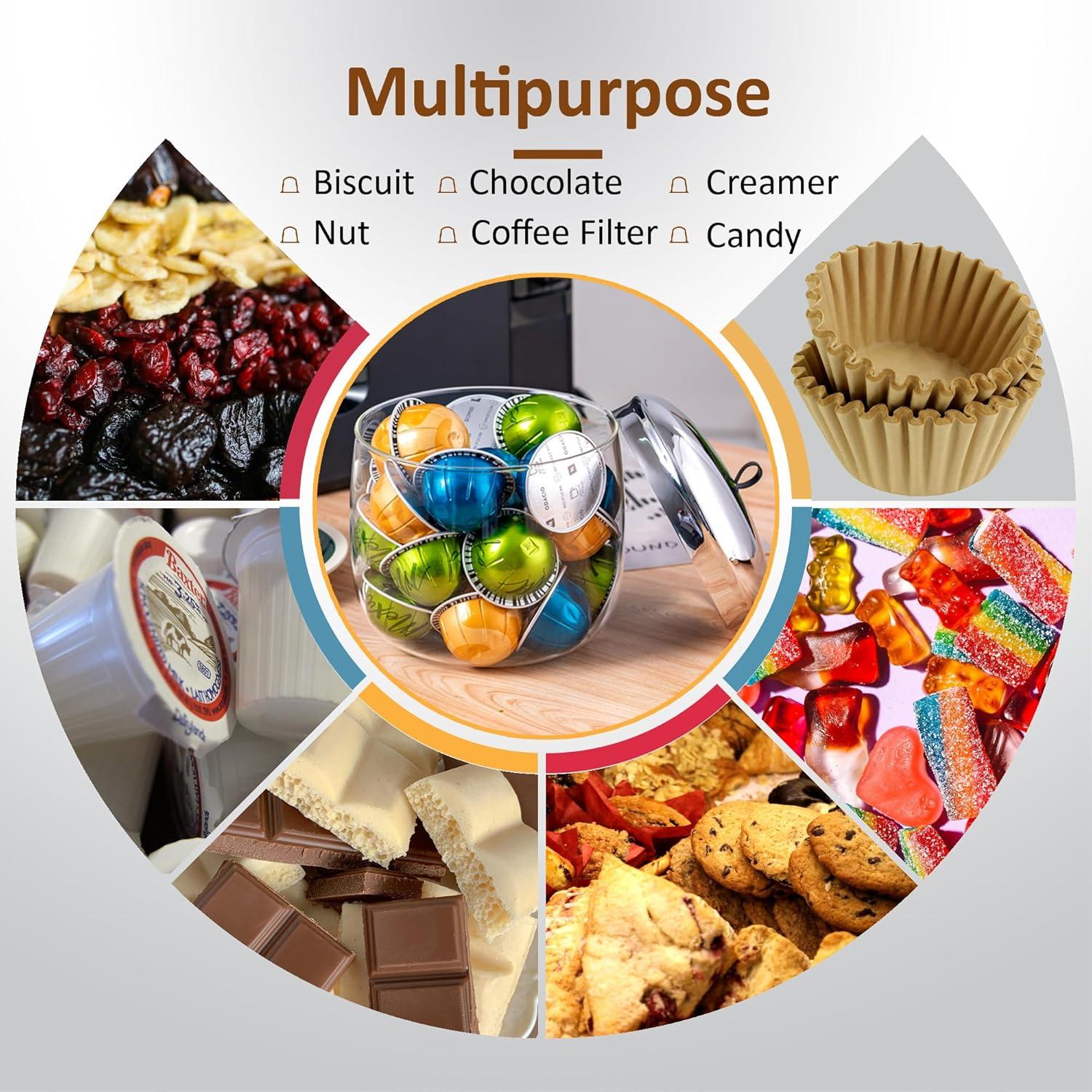 ColorLife Coffee Pod Holder, Coffee Pod Storage Compatible With 30 Nespresso Vertuo Pods, Glass K Cup Organizer For Counter, Espresso Capsule Holder For Keurig Kpod