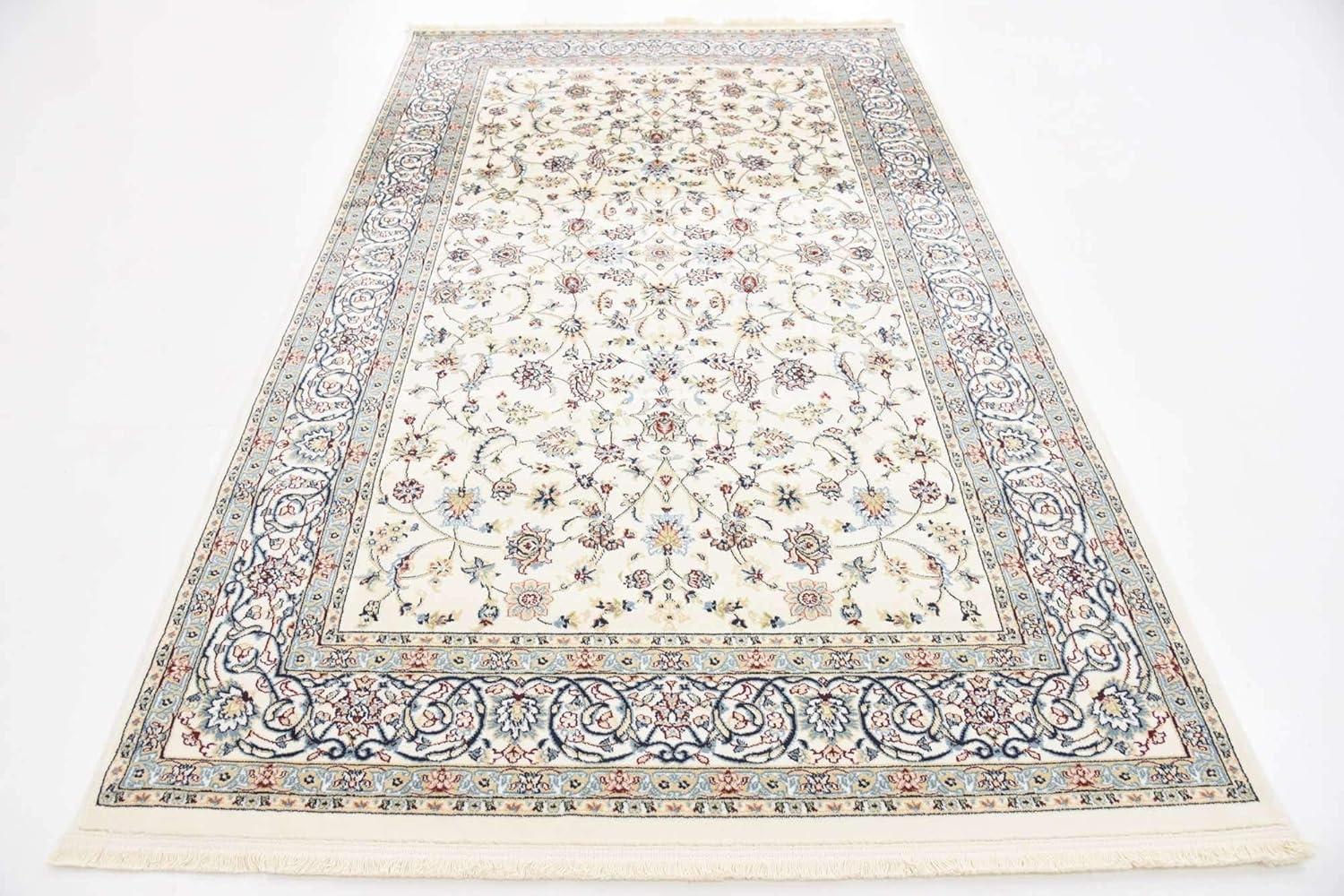 Unique Loom Narenj Collection Area Rug - Leeds (5' 1" x 8' Rectangle Ivory/Blue)