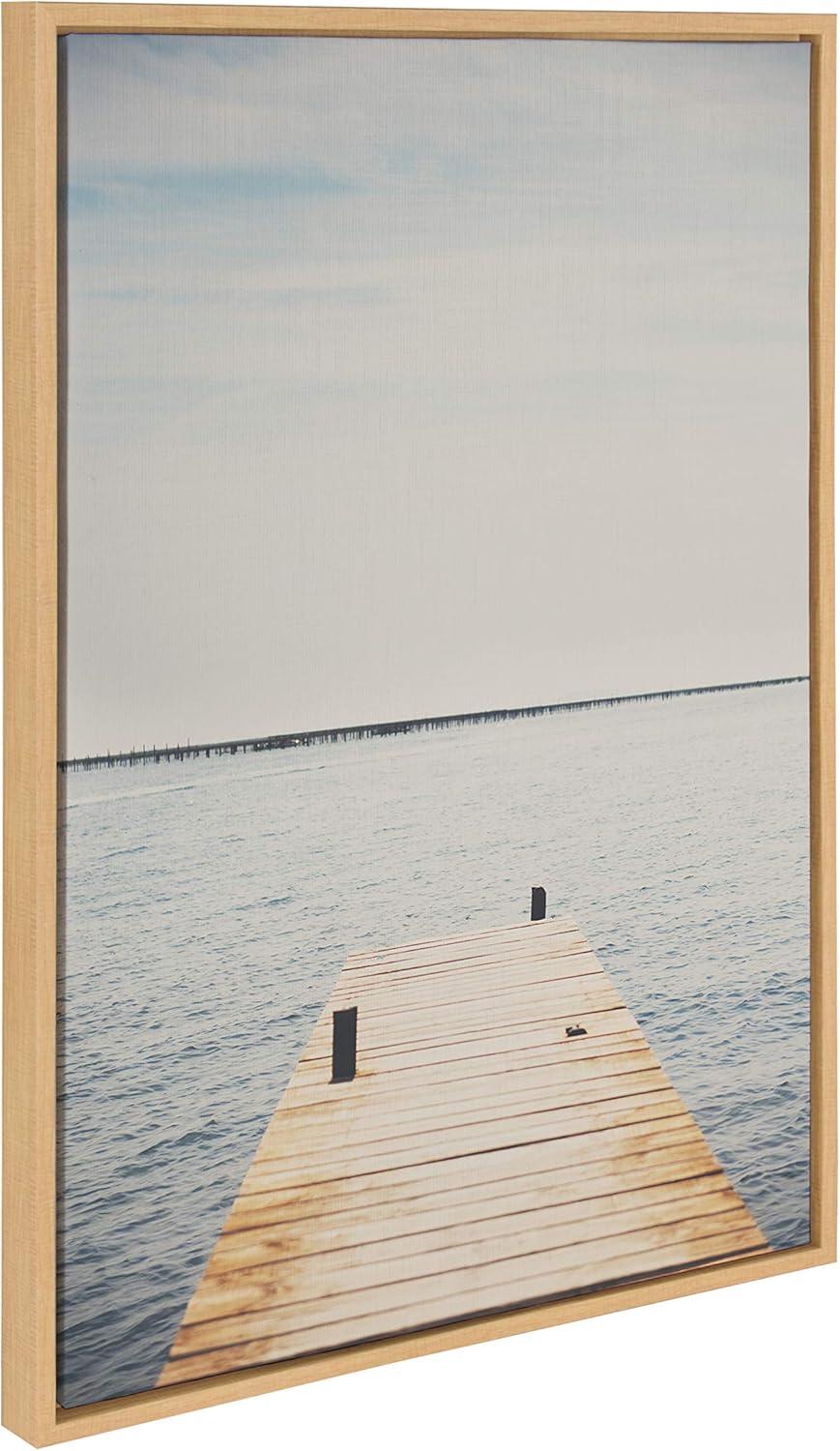 23" x 33" Sylvie Standing on the Dock Framed Canvas by Laura Evans Natural - Kate & Laurel All Things Decor