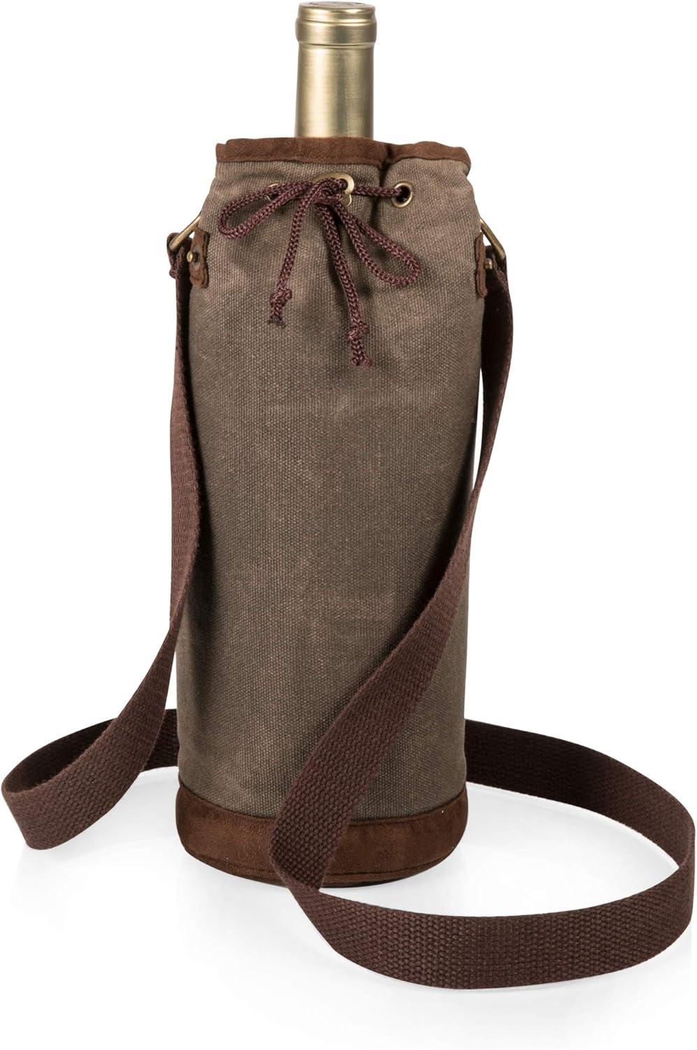 Waxed Canvas Single Bottle Insulated Tote Bag