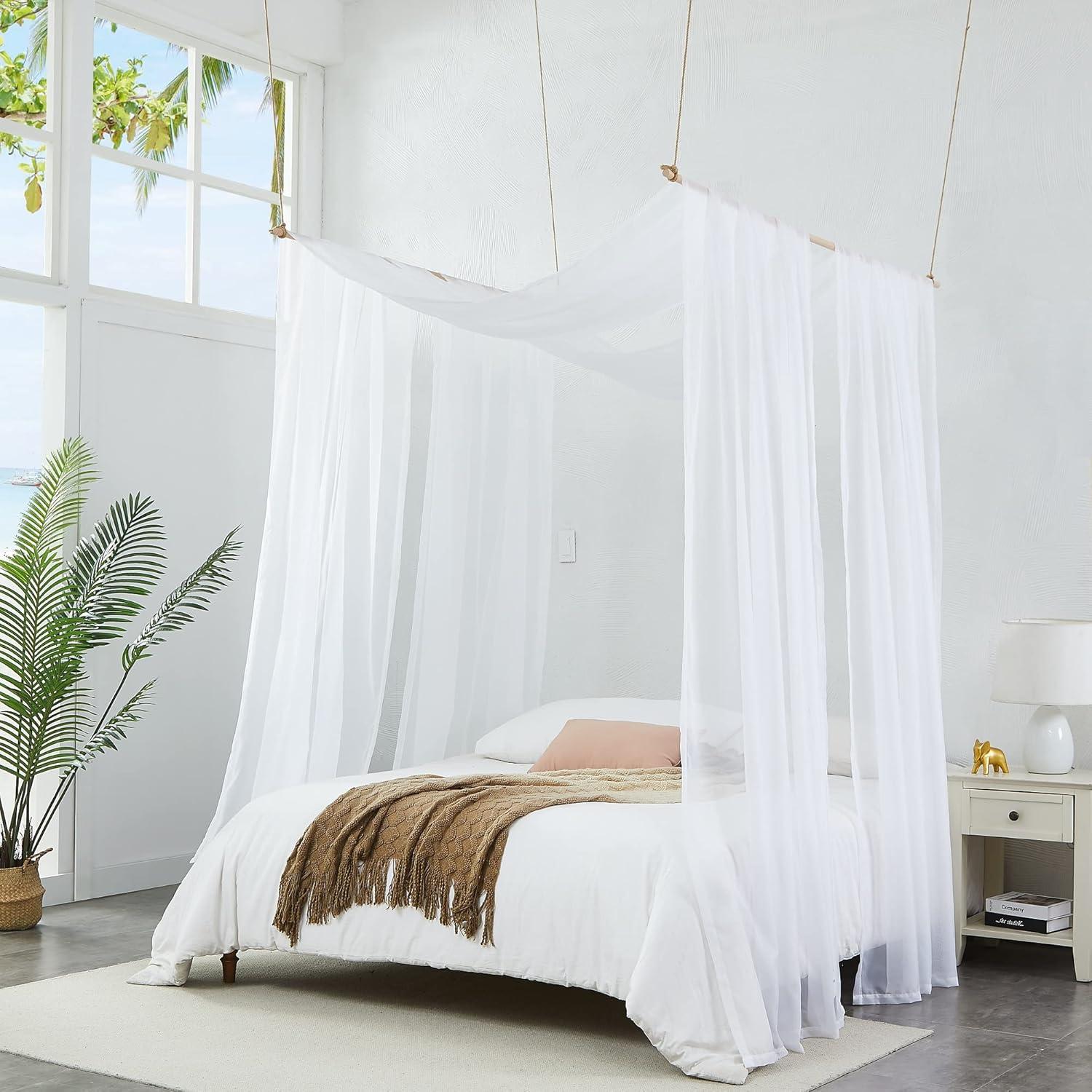 Warm Home Designs 18 Feet Sheer White Window Scarf. Valance Scarves are 55 x 216 Inches in Size.