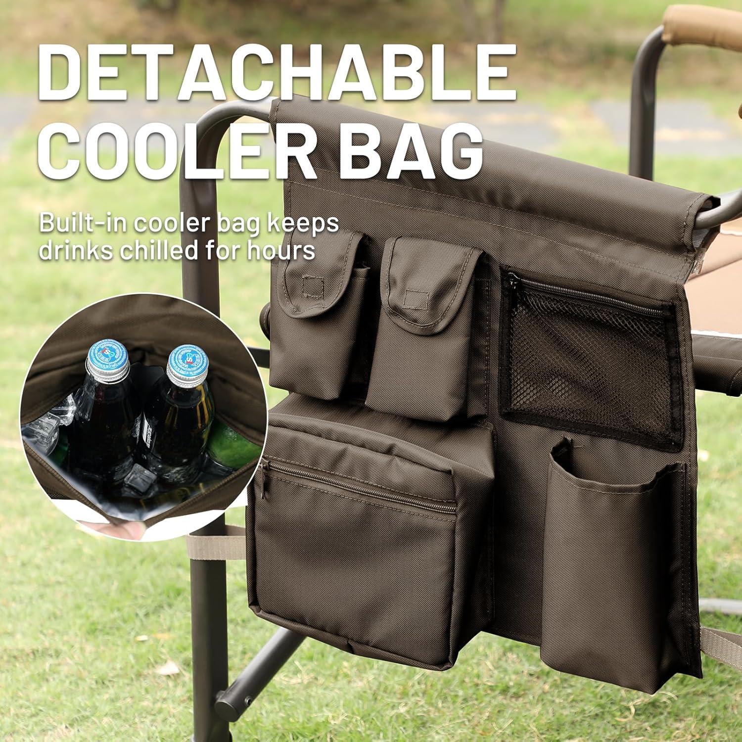Timber Ridge XXL Upgraded Oversized Directors Chairs with Foldable Side Table, Detachable Side Pocket, Heavy Duty Folding Camping Chair up to 600 Lbs Weight Capacity (Brown) Ideal Gift