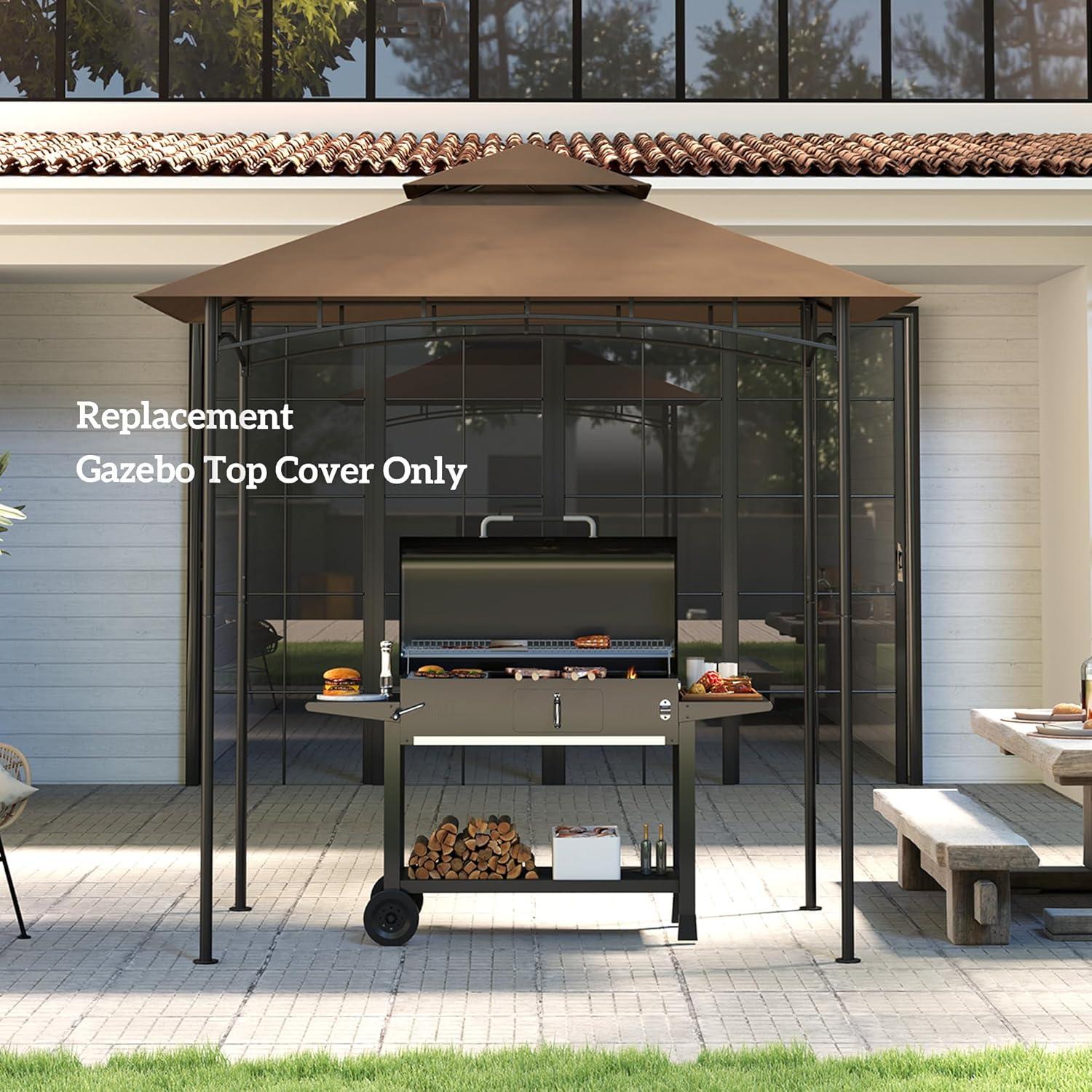 Outsunny Grill Gazebo Canopy Replacement Roof, UPF50+ Protected, 5' x 8' Outdoor BBQ Canopy Replacement Cover, Double Tiered Grill Canopy Replacement Cover, TOP COVER ONLY