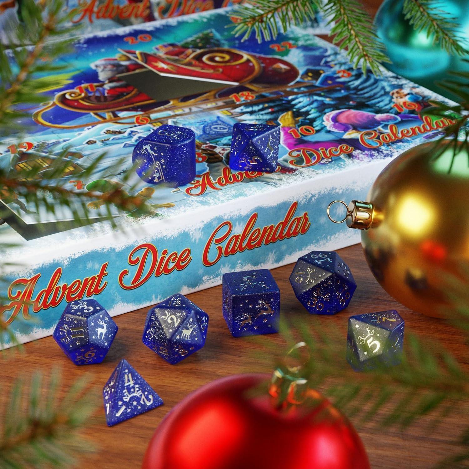 Festive Advent Dice Calendar with Metal Coin