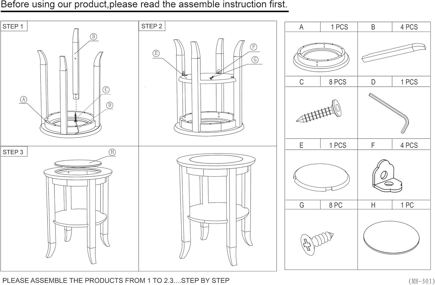 Home Craft Round Side/Accent Table, Espresso