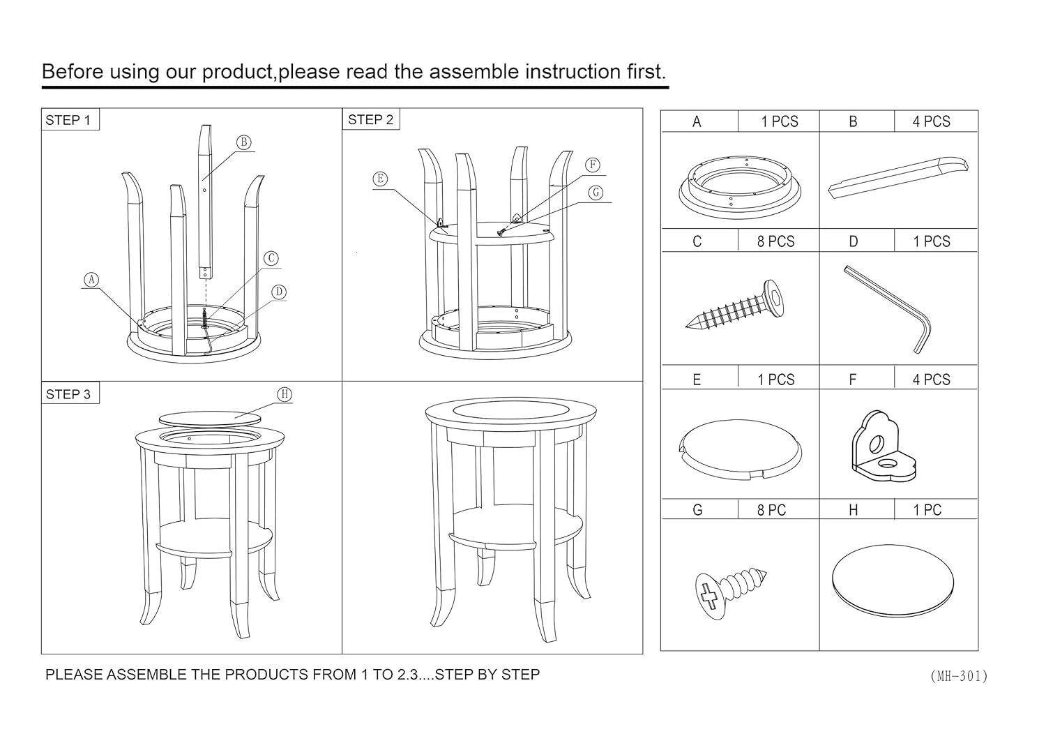 Home Craft Round Side/Accent Table, Espresso