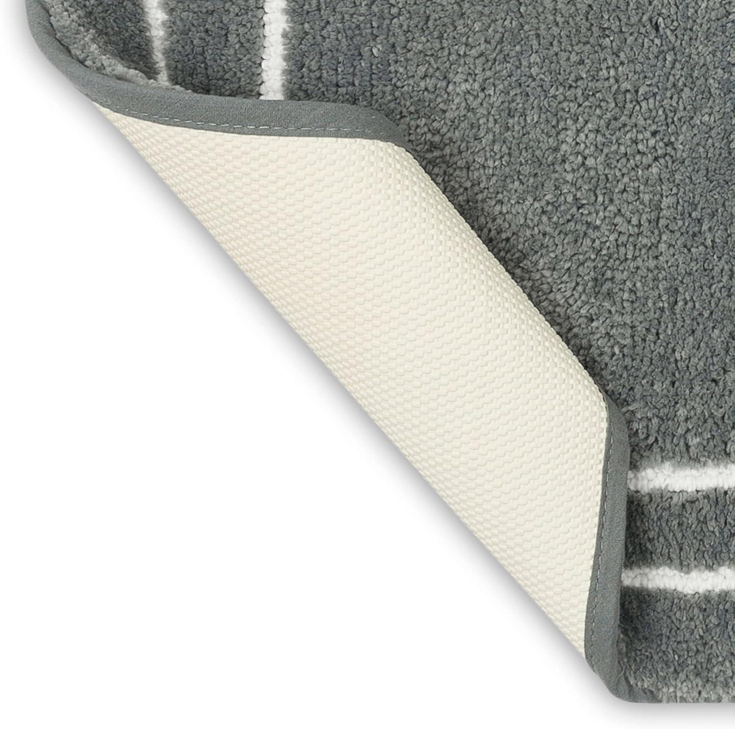 Mohawk Home His Knited Washable Polyester Non-Slip Bath Mat, Pewter, 1'5" x 2'