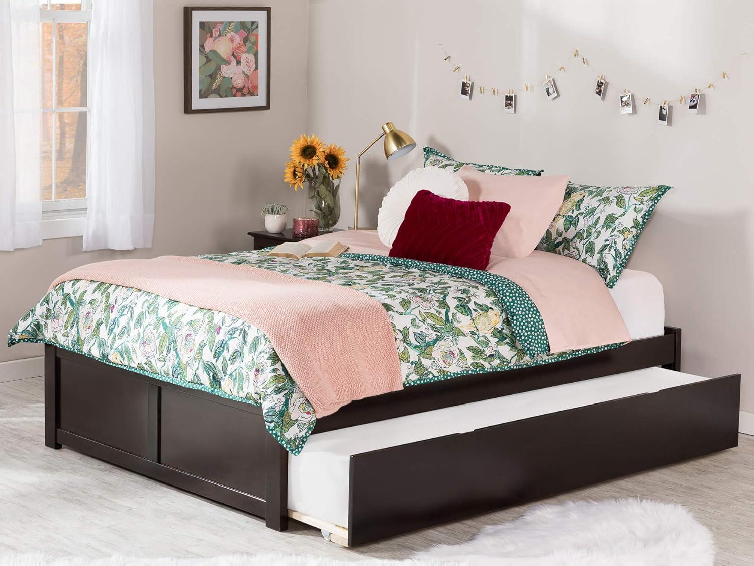 Concord Queen Bed with Footboard and Twin Extra Long Trundle in Espresso