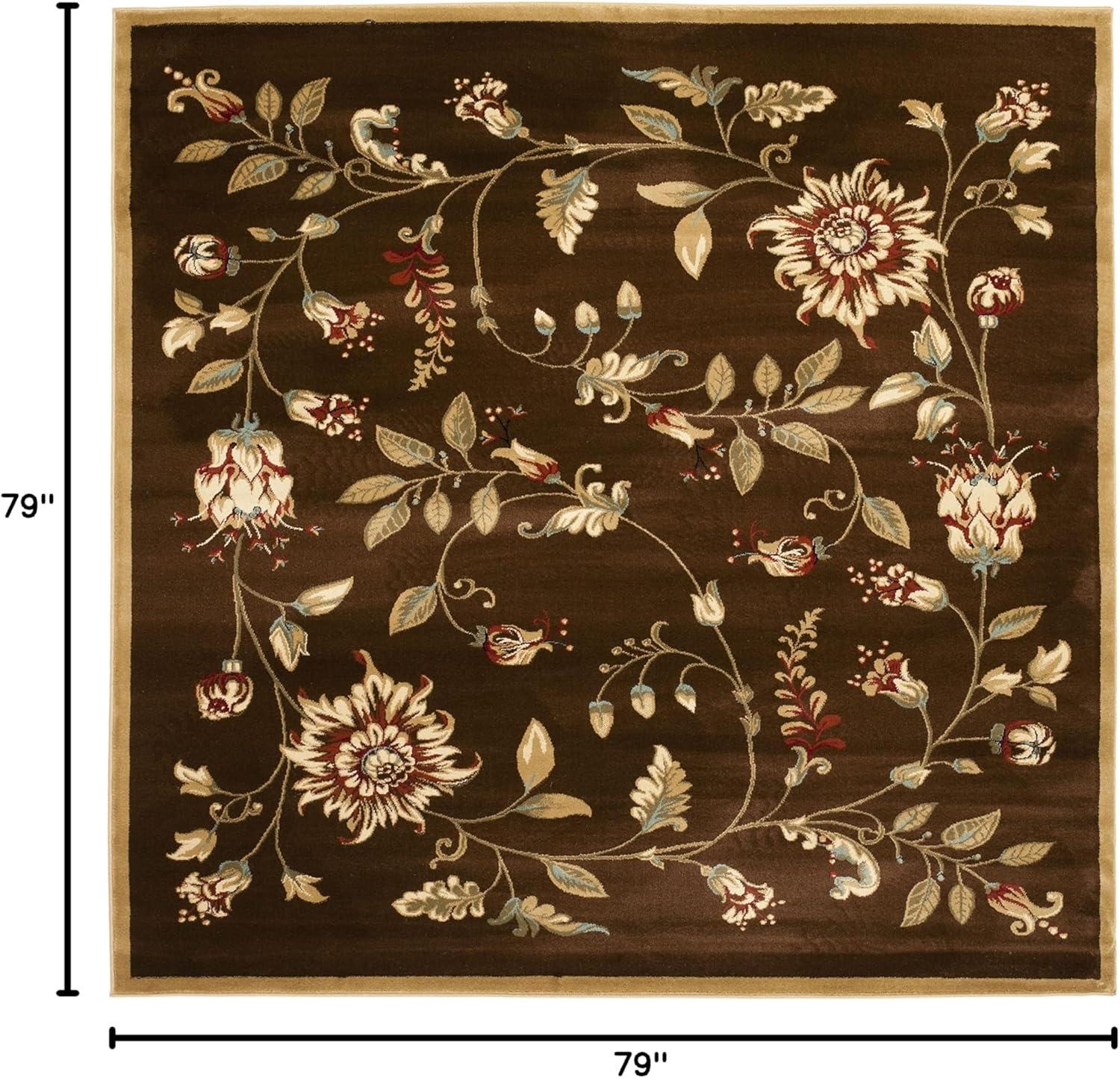 Lyndhurst LNH552 Power Loomed Area Rug - Brown/Multi - 6'7"x6'7" - Safavieh