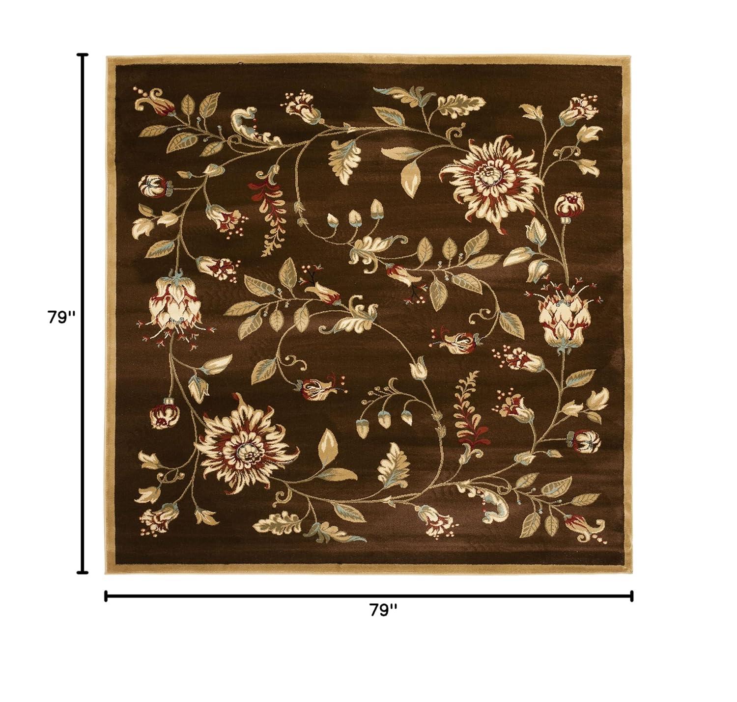 Lyndhurst LNH552 Power Loomed Area Rug - Brown/Multi - 6'7"x6'7" - Safavieh