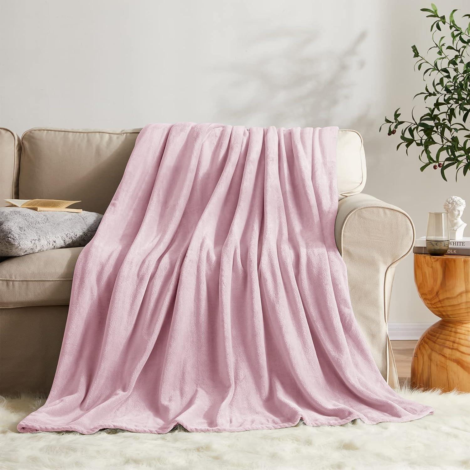 Pink Fleece Lightweight Throw Blanket for Pets and Kids