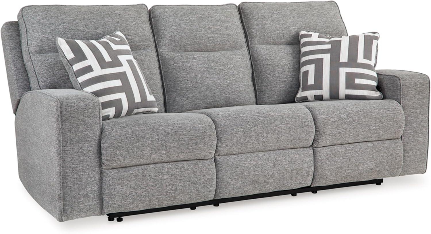 Gray Fabric Power Reclining Sectional Sofa with Adjustable Headrest