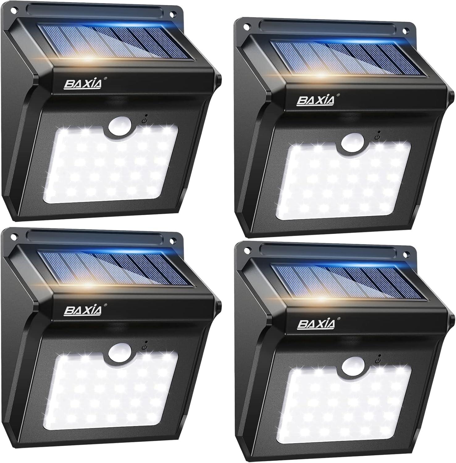 Baxia Black Solar LED Motion Sensor Outdoor Sconce Multipack