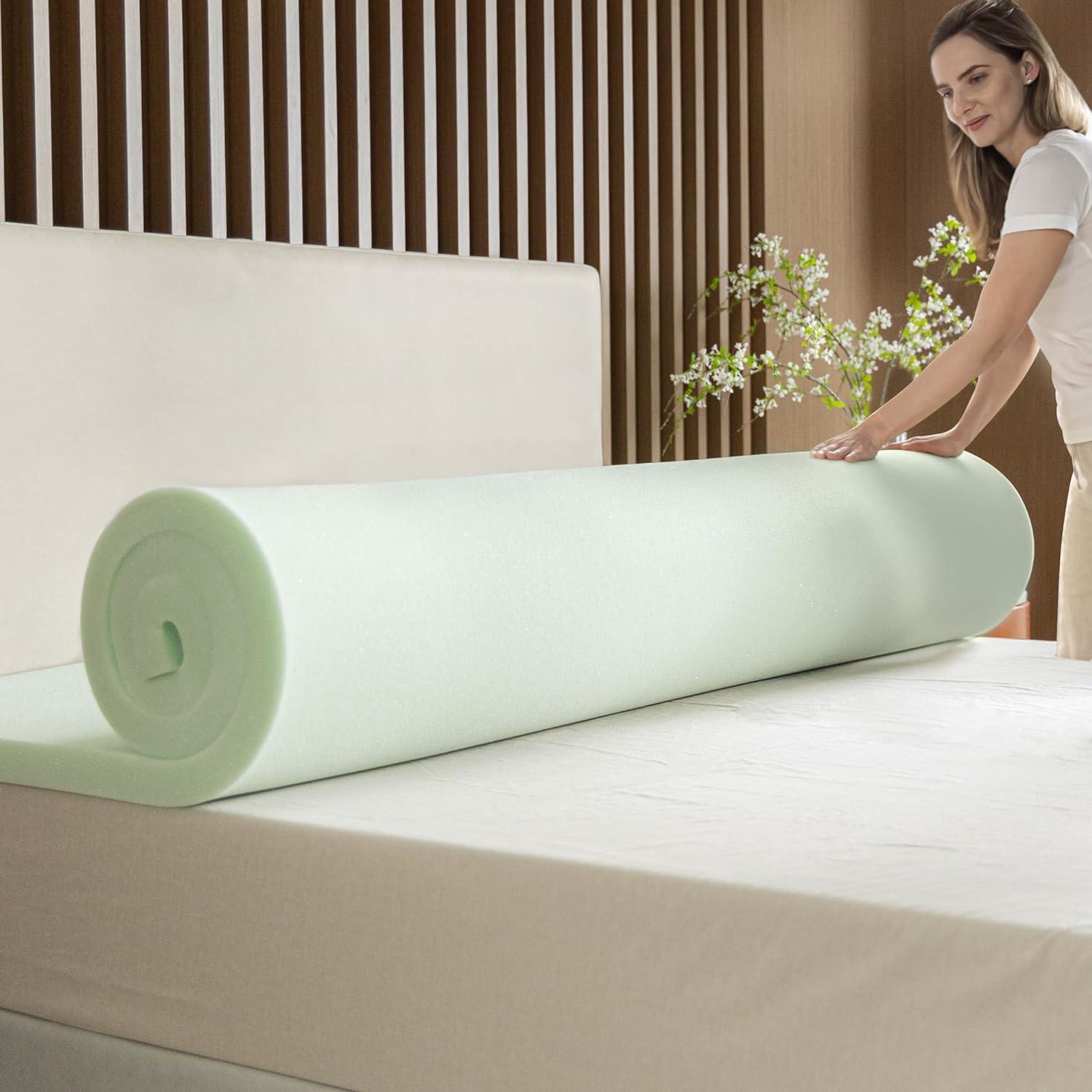 Green Tea Infused Memory Foam Mattress Topper, Full Size
