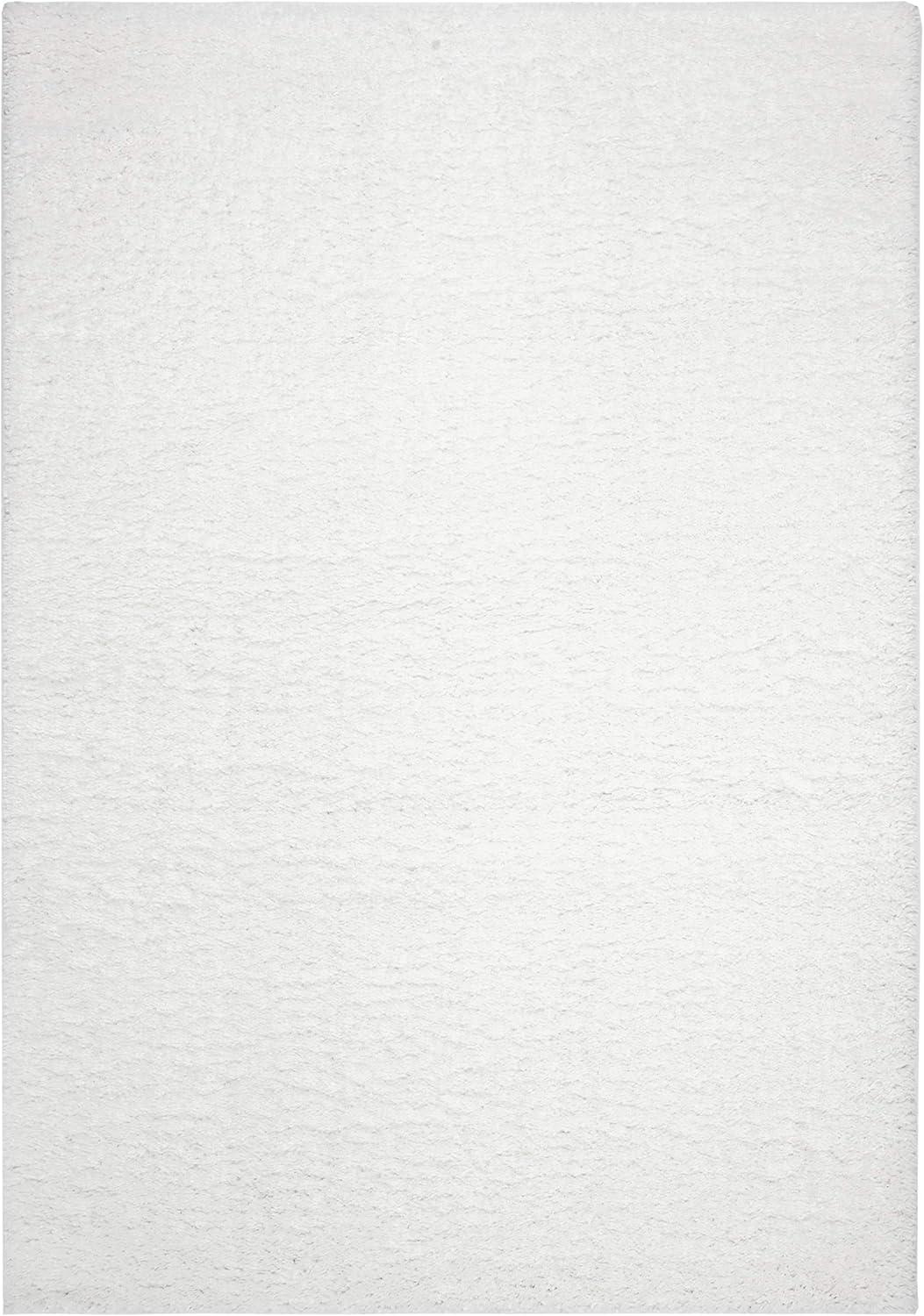 SAFAVIEH August Carlene Solid Plush Shag Area Rug, White, 4' x 6'