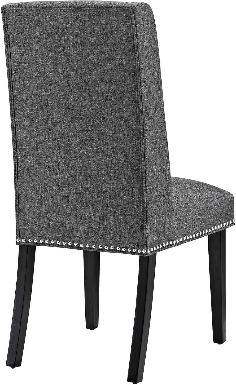 Elegant Gray Leather Upholstered Side Chair with Wooden Legs