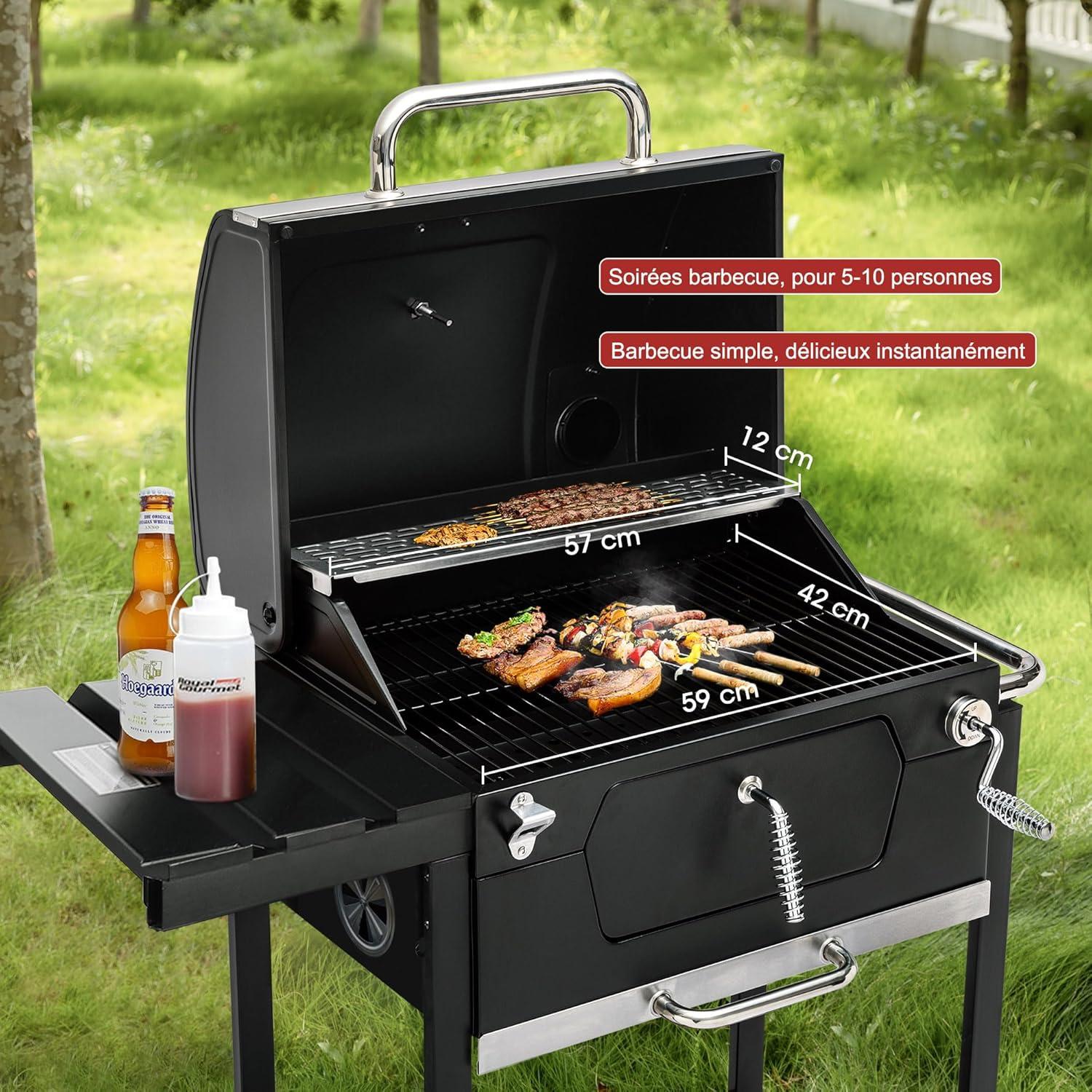 Royal Gourmet 24" Barrel Charcoal Grill with Side Table