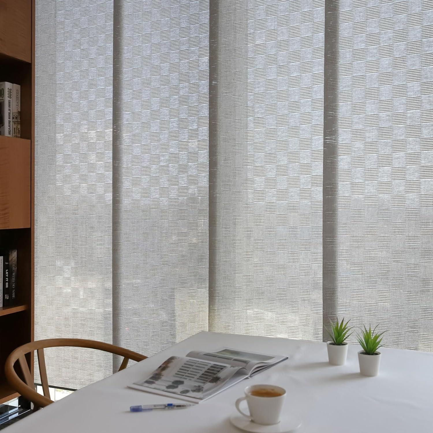 GoDear Design Adjustable Sliding Panel Track Blind 45.8"- 86" W x 96" H, Vertical Blinds, Semi-sheer, Leisure