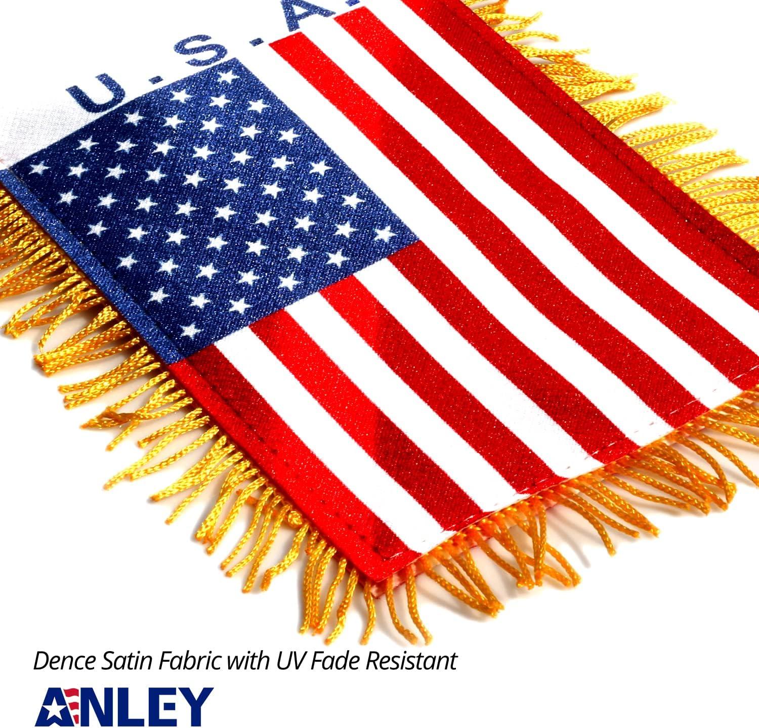 Anley 4 X 6 Inch USA Fringy Window Hanging Flag - American Hanging Flag