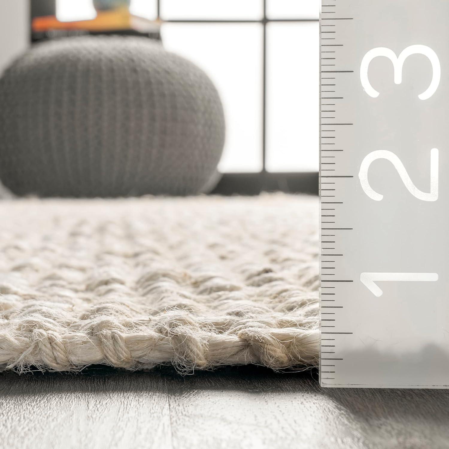 nuLOOM Daniela Chunky Jute Off-White 7' 6" x 9' 6" Farmhouse Area Rug