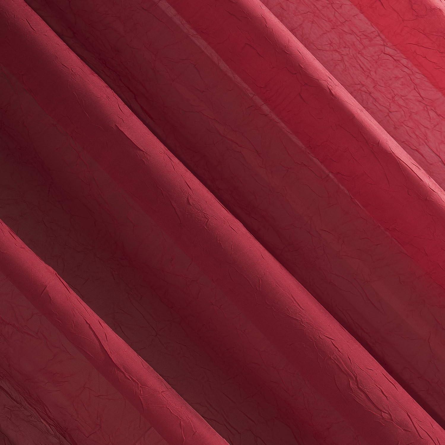 No. 918 Jillian Crushed Voile Sheer Rod Pocket Curtain Panel, 51" x 108", Red