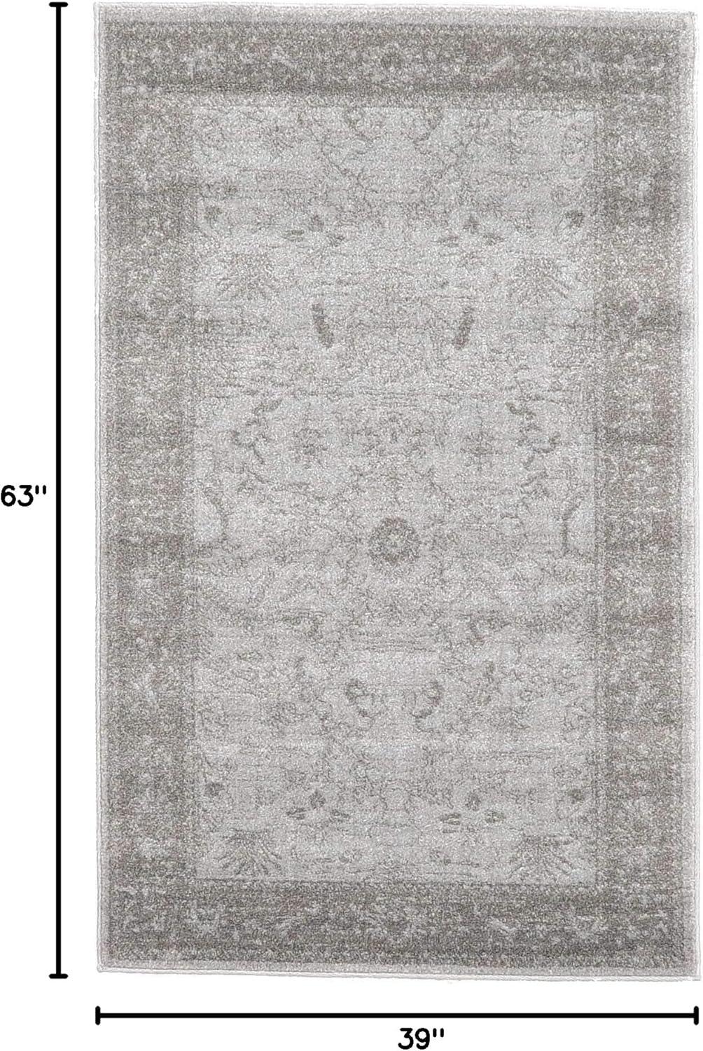 Unique Loom La Jolla Collection Area Rug - Floral (3' 3" x 5' 3" Rectangle Light Gray/Gray)