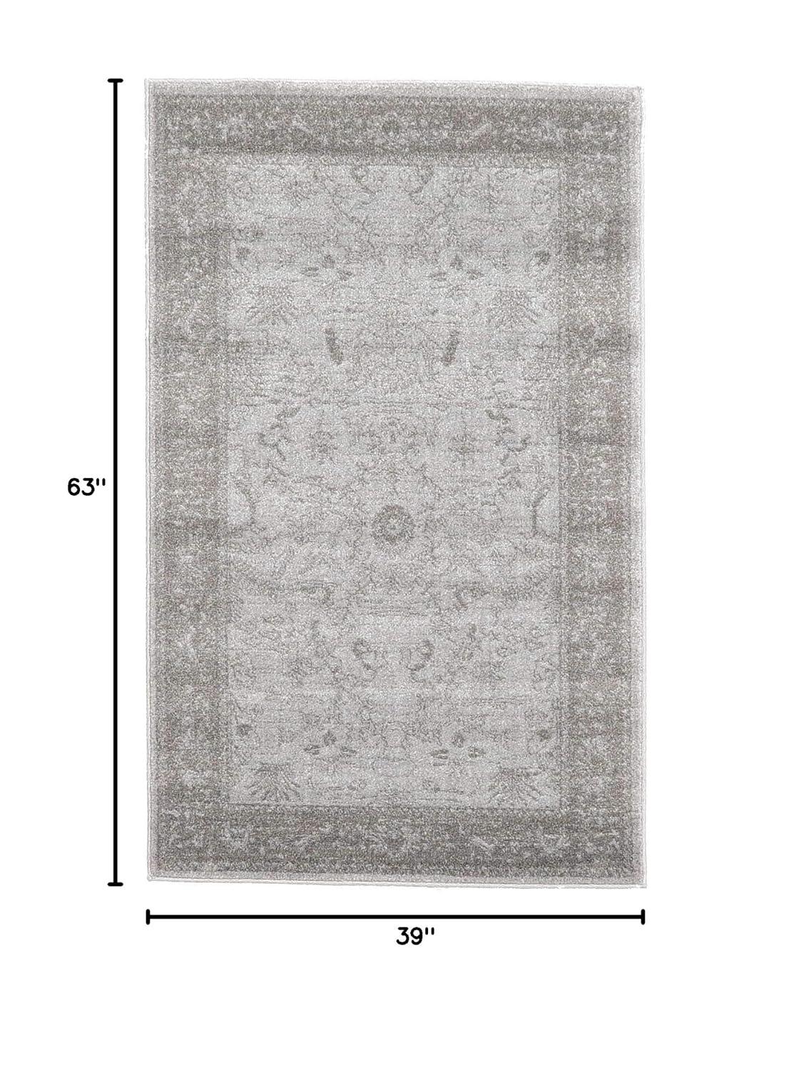 Unique Loom La Jolla Collection Area Rug - Floral (3' 3" x 5' 3" Rectangle Light Gray/Gray)