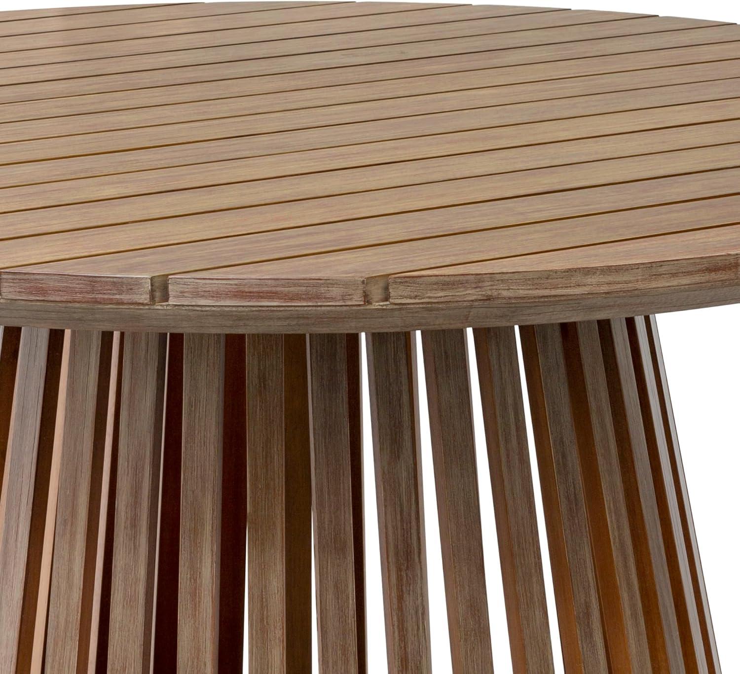 Escondido Outdoor Patio Round Dining Table in Light Eucalyptus Wood