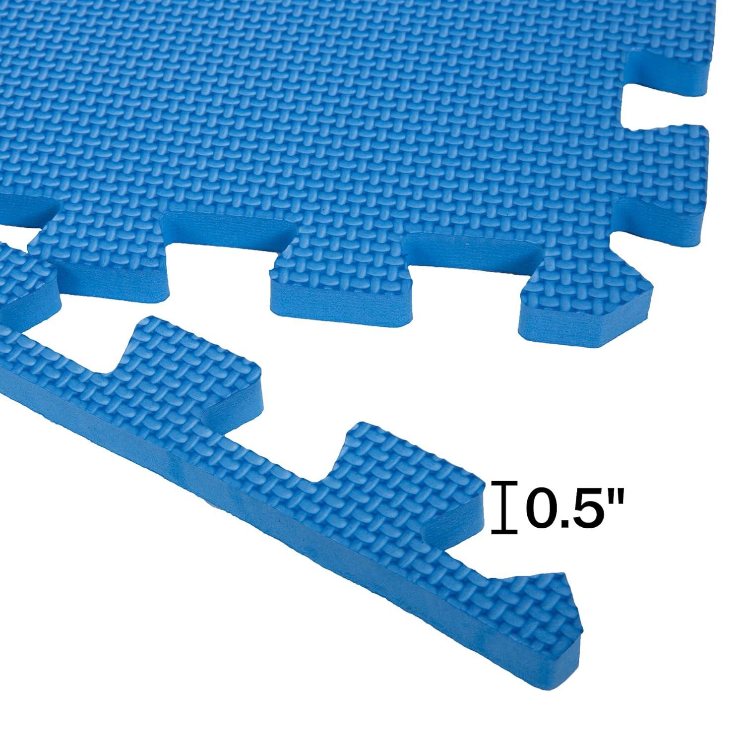 EVA Foam Mat Tiles 12-Pack - 48 SQ FT Interlocking Padding for Playroom or Gym Flooring - Workout Mat or Baby Playmat by Stalwart (Multicolor)