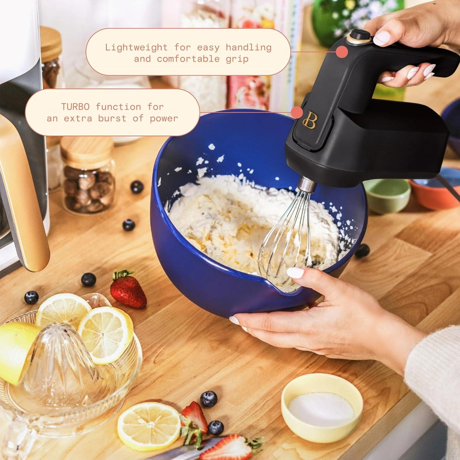 Beautiful 6-Speed Electric Hand Mixer, Porcini Taupe by Drew Barrymore